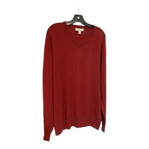Turnbury Dark Red Silk/Cashmere V Neck Long Sleeved Sweater XL